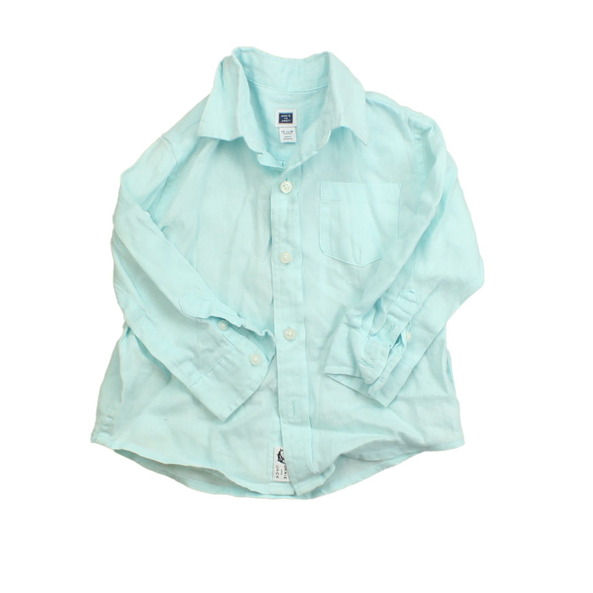 Janie and Jack Boys Light Blue Button Down Long Sleeve Size: 12-18 Months Light Blue