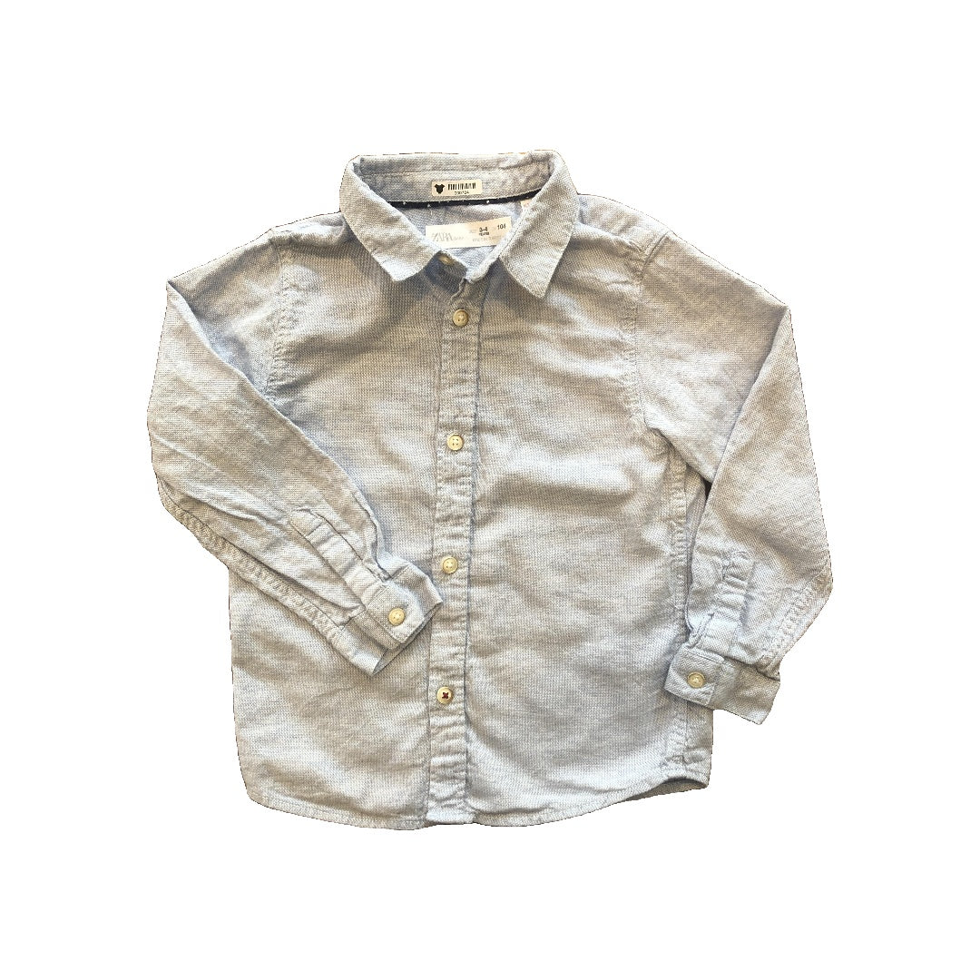 Zara Boys Light Blue Button Down Short Sleeve Size: 4T Light Blue