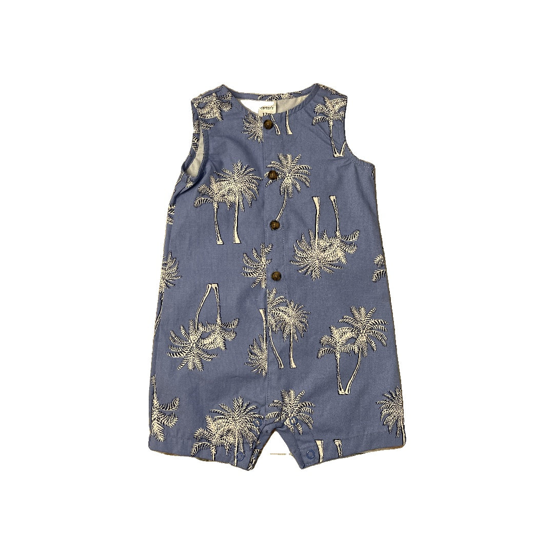 Carters Boys Light Blue Romper Size: 12 months Light Blue