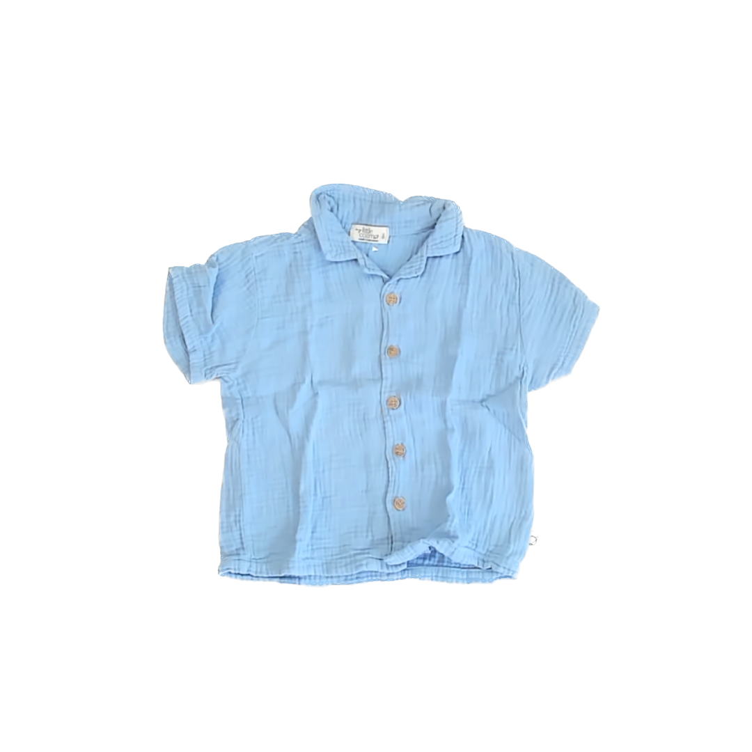 My Little Cozmo Girls Light Blue Button Down Short Sleeve Size: 12 Months Light Blue