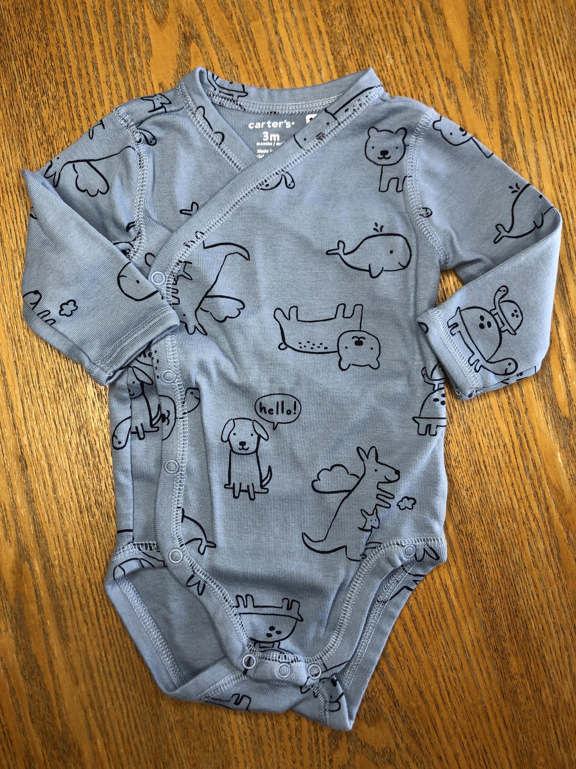 Carters Boys Light Blue Onesie Size: 3 months Light Blue
