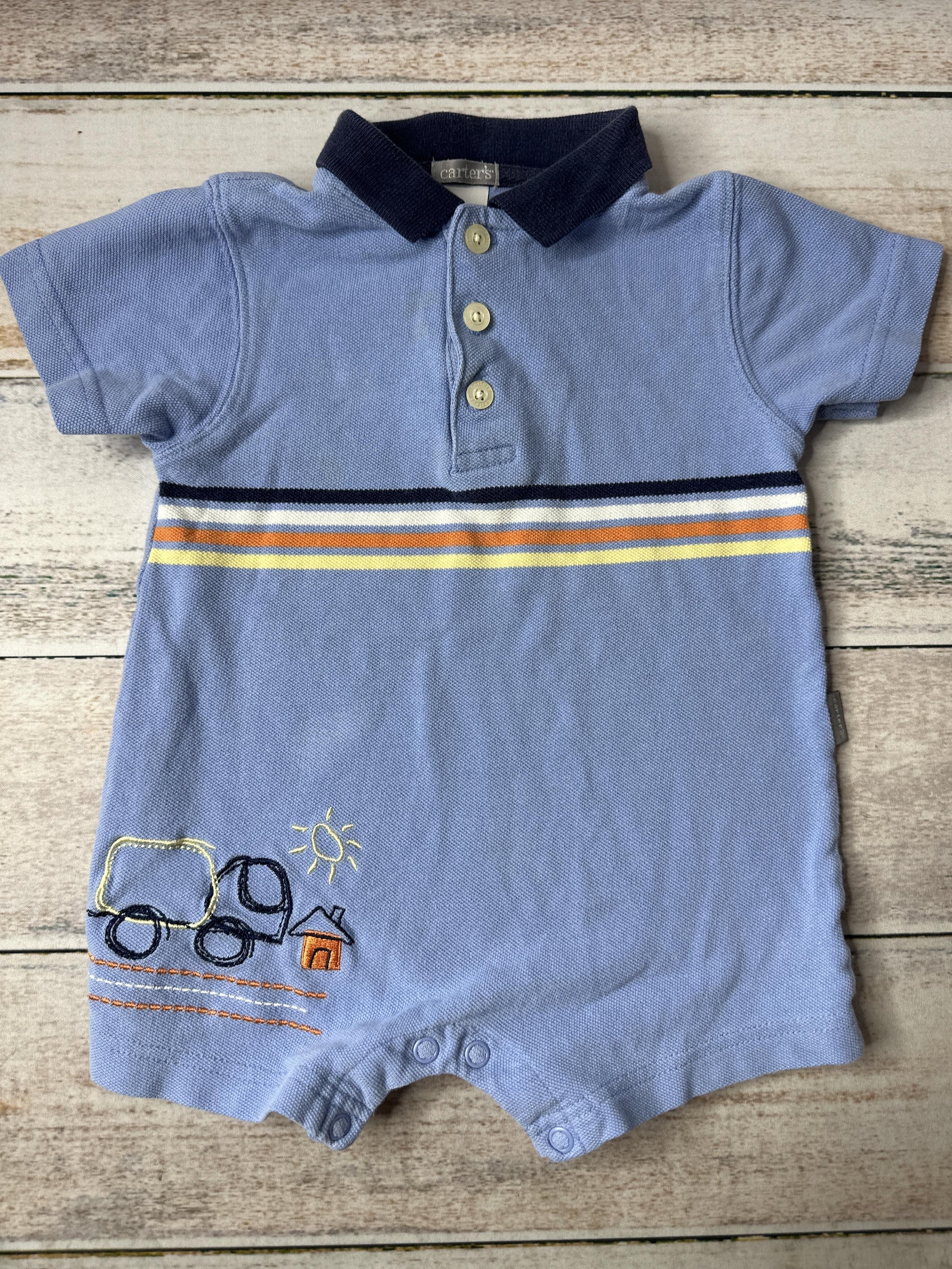 Carters Unisex Light Blue Romper Size: 3-6 months Light Blue