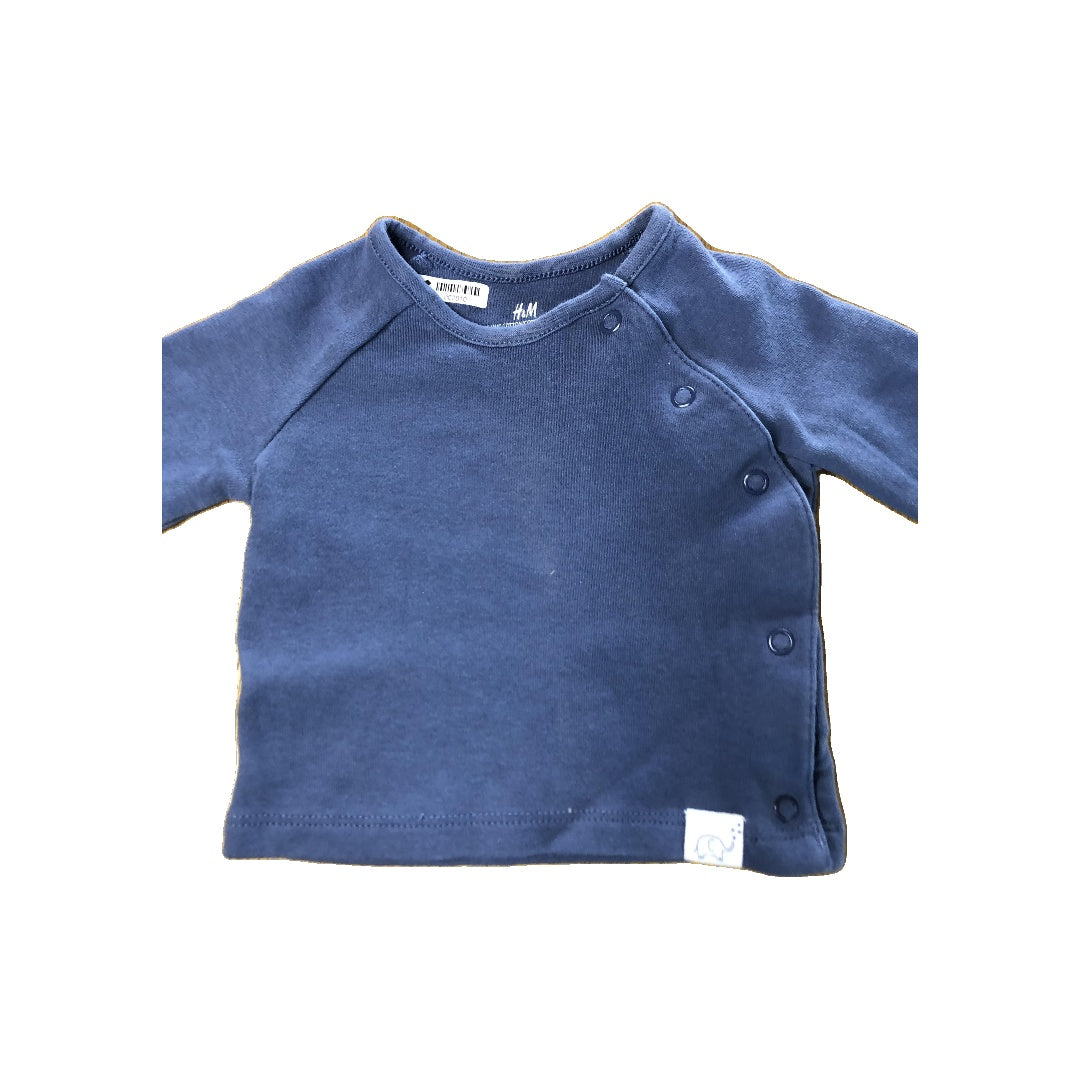 H&M Unisex Light Blue Long Sleeve T-Shirt Size: 0-3 months Light Blue