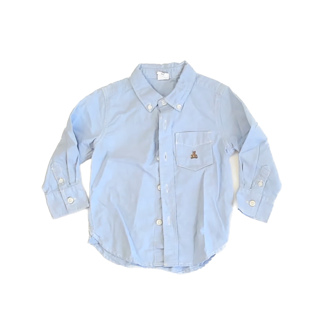 Gap Boys Light Blue Button Down Long Sleeve Size: 18-24 Months Light Blue