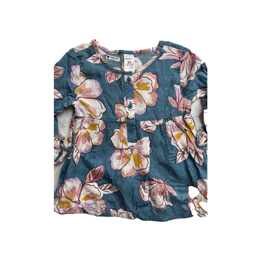 Carters Girls Light Blue Long Sleeve T-Shirt Size: 2T Light Blue