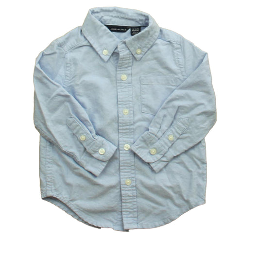 Janie and Jack Boys Light Blue Button Down Long Sleeve Size: 12-18 Months Light Blue