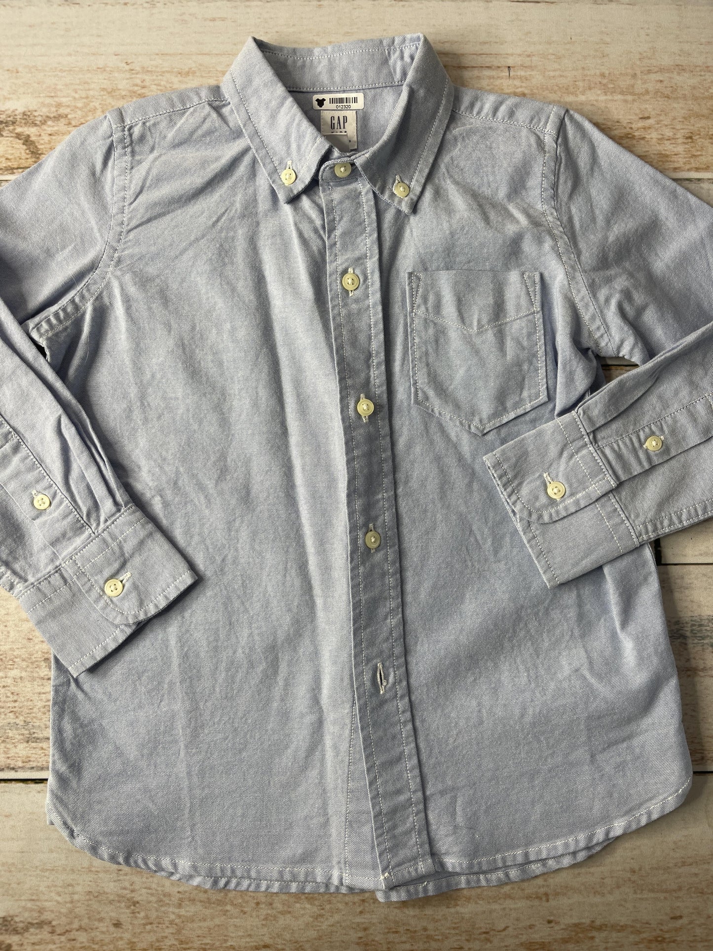 Gap Unisex Light Blue Button Down Short Sleeve Size: 4-5 Years Light Blue