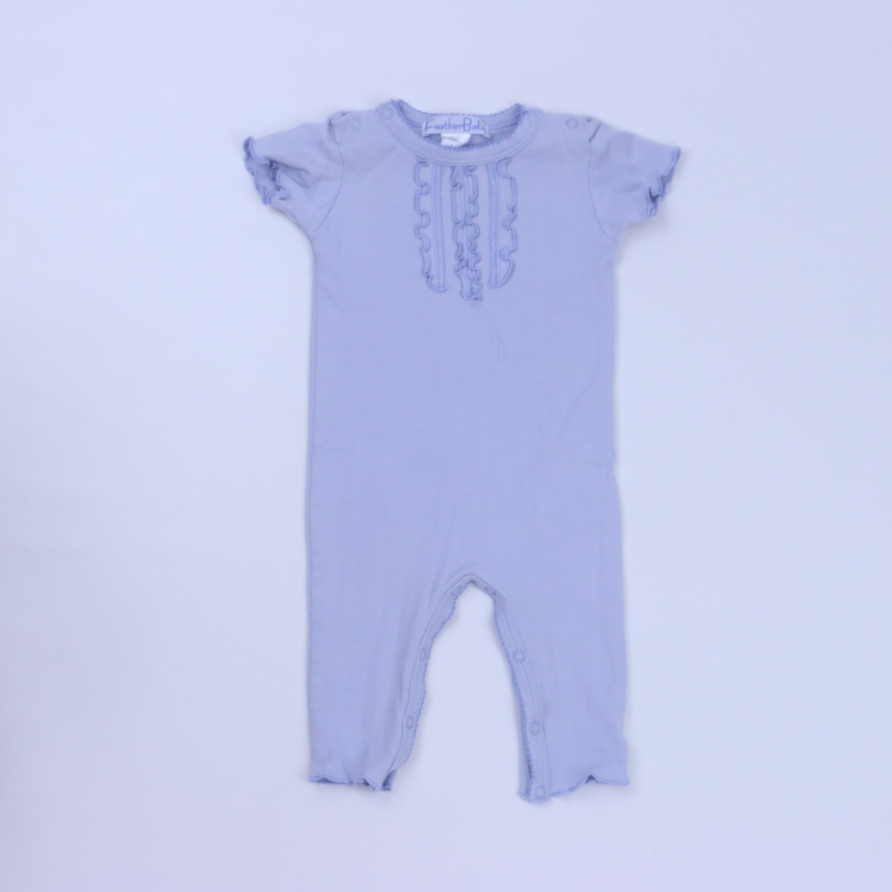 Feather Baby Girls Light Blue Romper Size: 3-6 Months Light Blue