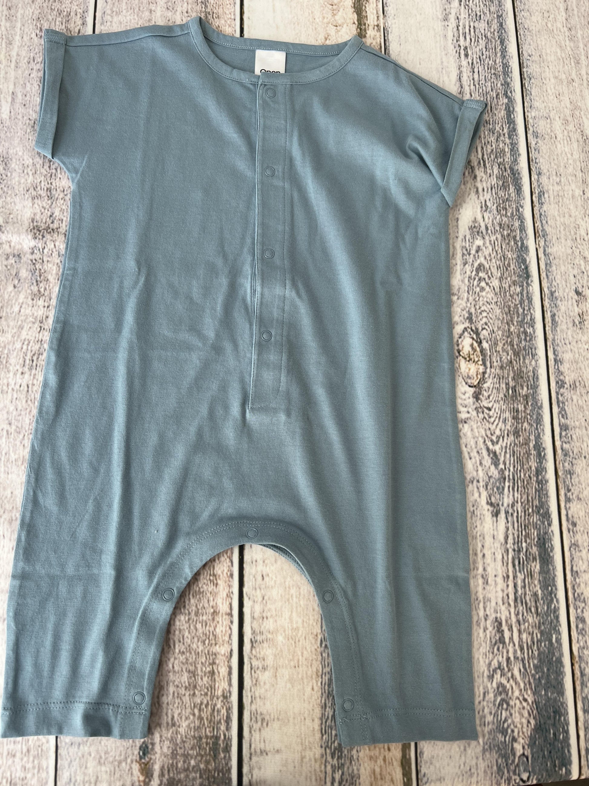 Open Edit Boys Light Blue Romper Size: 6 months Light Blue