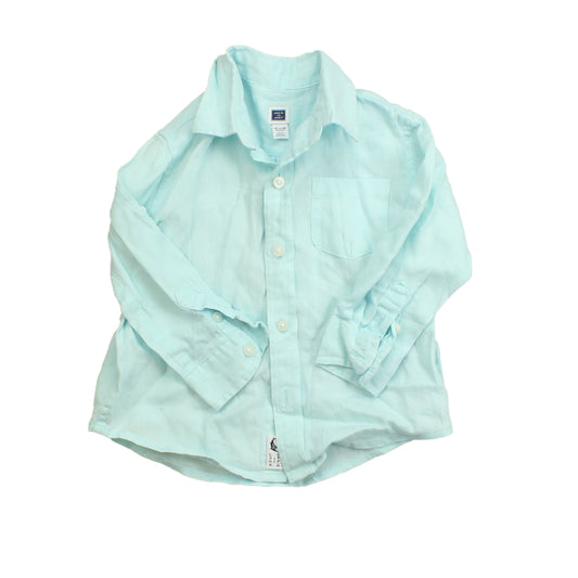 Janie and Jack Boys Light Blue Button Down Long Sleeve Size: 12-18 Months Light Blue