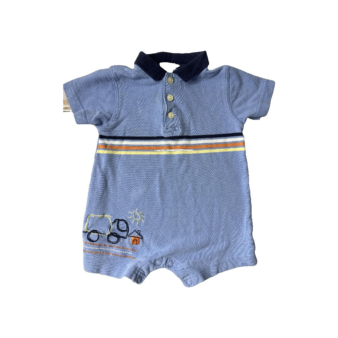 Carters Unisex Light Blue Romper Size: 3-6 months Light Blue