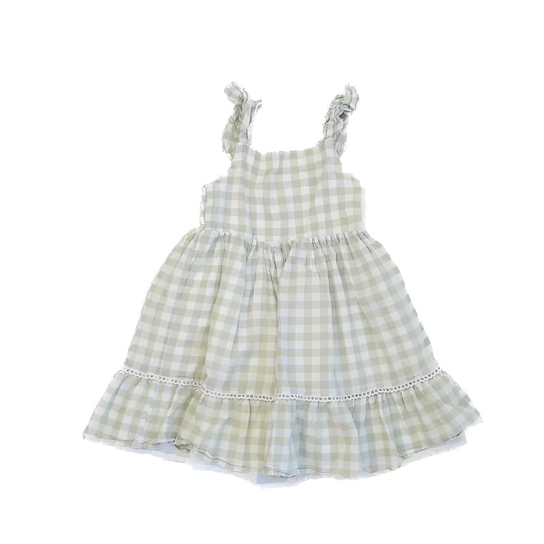 Catherine Malandrino Girls Light Green Gingham Dress Size: 6 Years Light Green Gingham