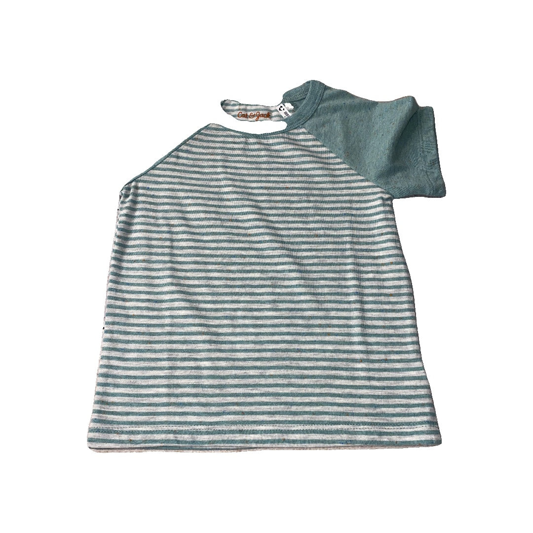 Cat & Jack Unisex light green | Grey | Stripe T-Shirt Size: 18 months light green | Grey | Stripe