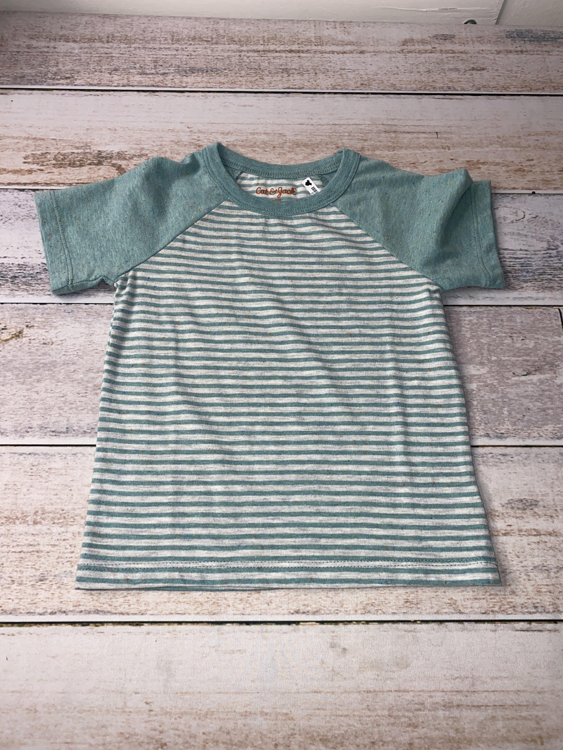 Cat & Jack Unisex light green | Grey | Stripe T-Shirt Size: 18 months light green | Grey | Stripe