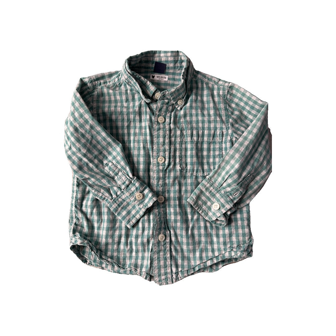 Gap Boys light green | Grey Button Down Short Sleeve Size: 2T light green | Grey