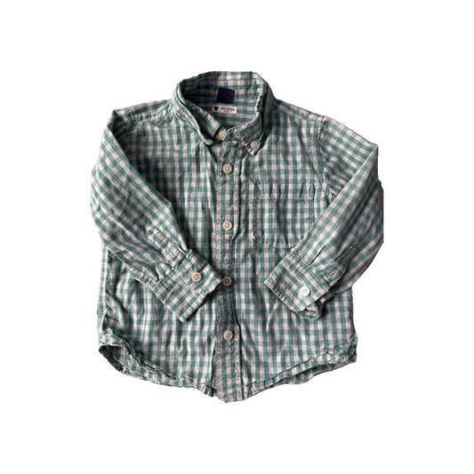 Gap Boys light green | Grey Button Down Short Sleeve Size: 2T light green | Grey