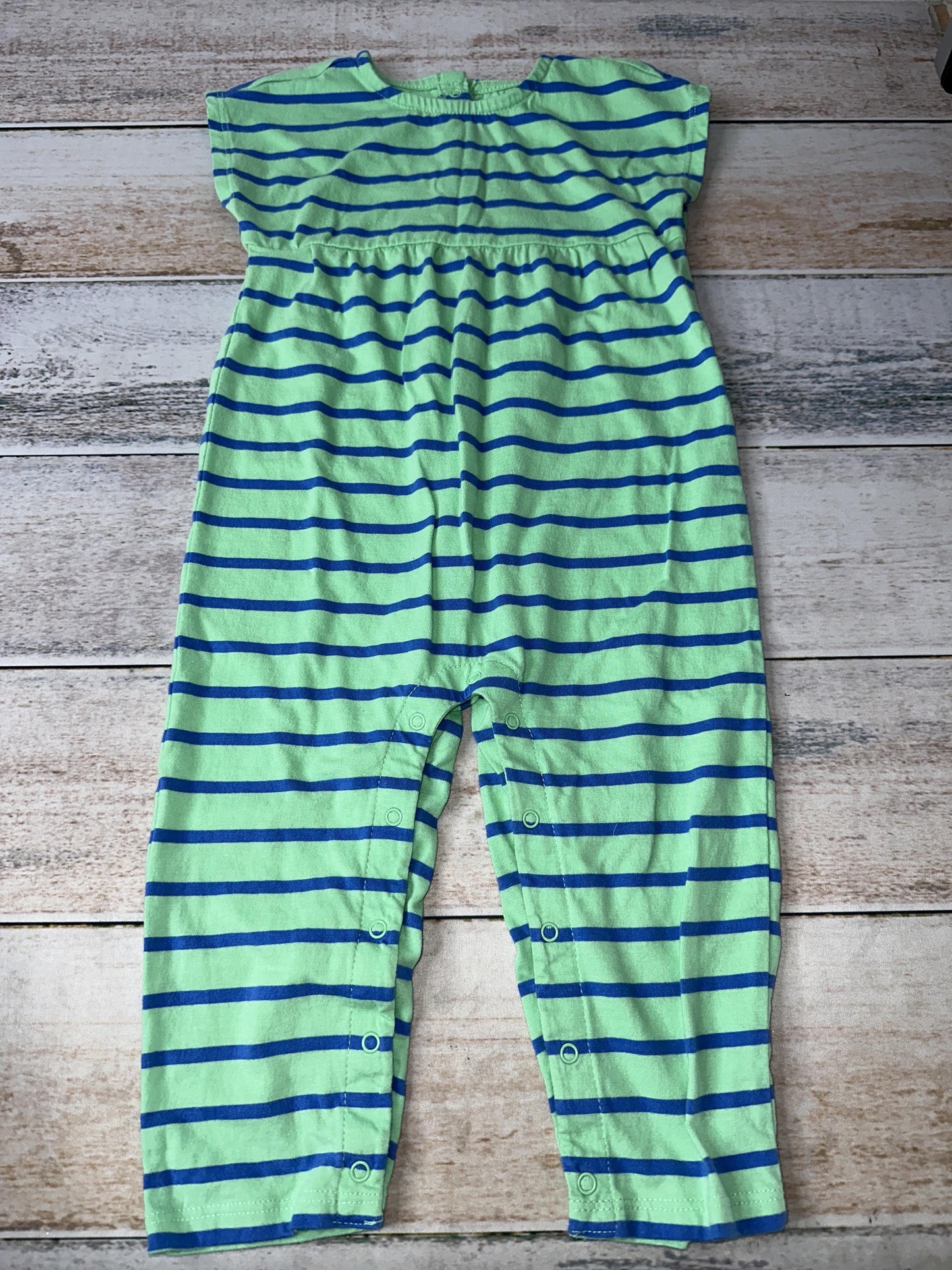 Primary Girls light green | Light Blue | Stripe Romper Size: 12-18 months light green | Light Blue | Stripe