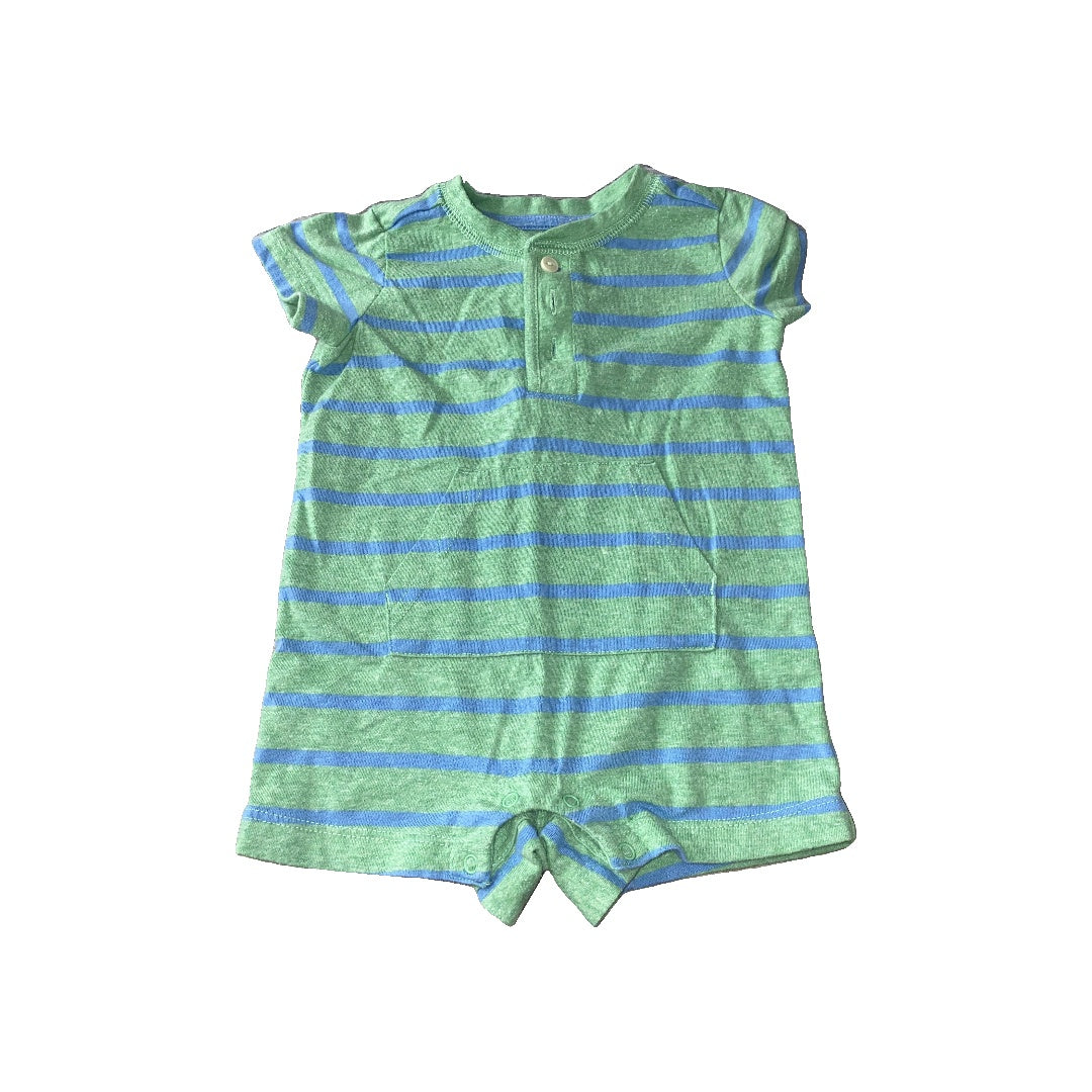 Primary Boys light green | Light Blue | Stripe Romper Size: 3-6 months light green | Light Blue | Stripe