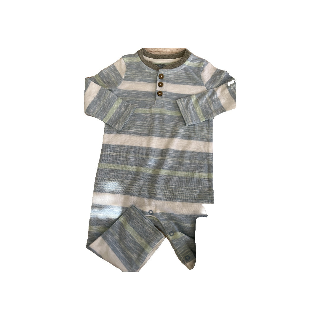 Burt's Bees Boys light green | Light Blue | Stripe Long Sleeve Outfit Size: 6-9 months light green | Light Blue | Stripe
