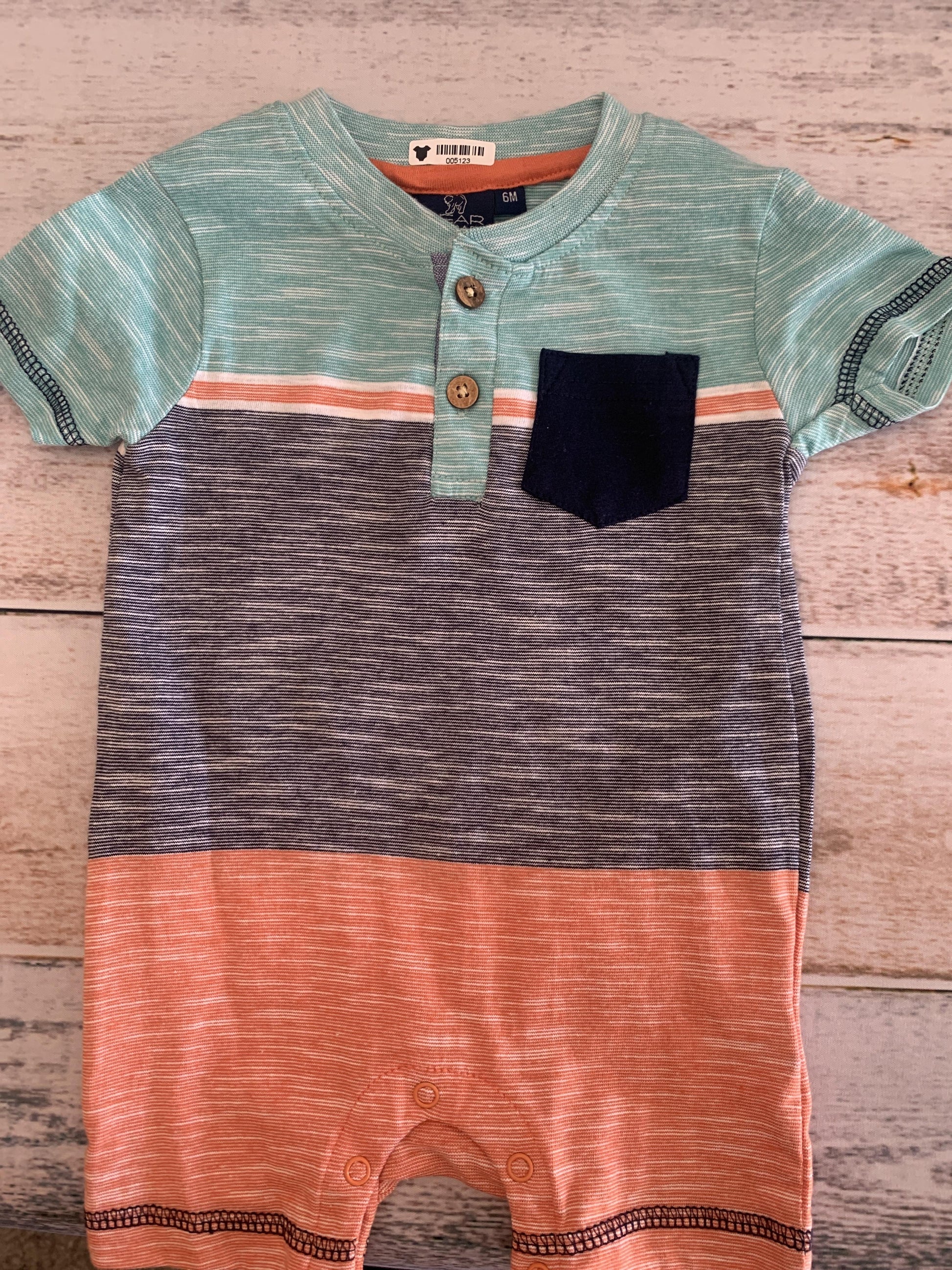 Bear Camp Boys light green | Light Blue | Stripe Romper Size: 6 months light green | Light Blue | Stripe