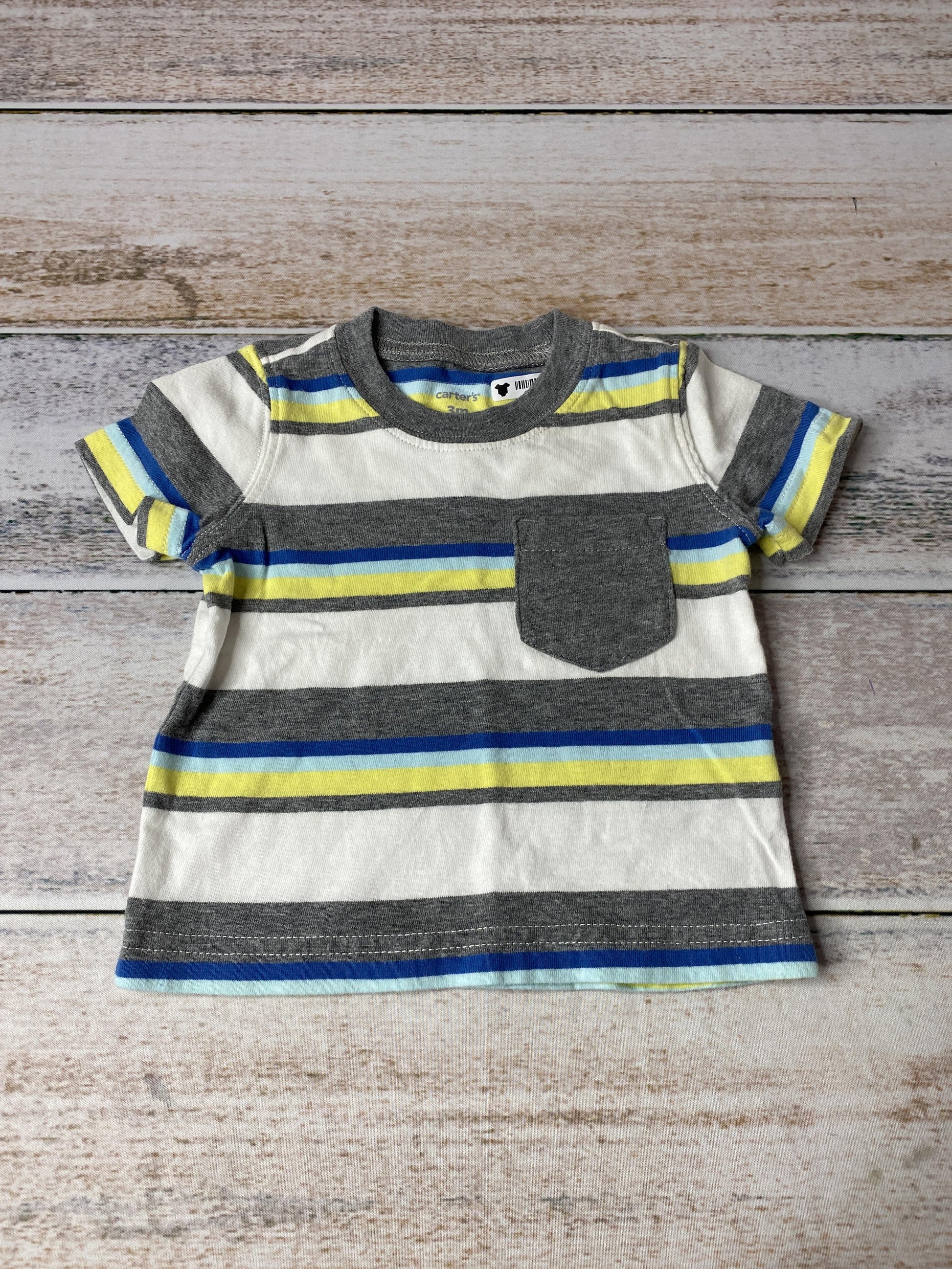 Carters Boys light green | Light Blue | White | Striped T-Shirt Size: 0-3 months light green | Light Blue | White | Striped