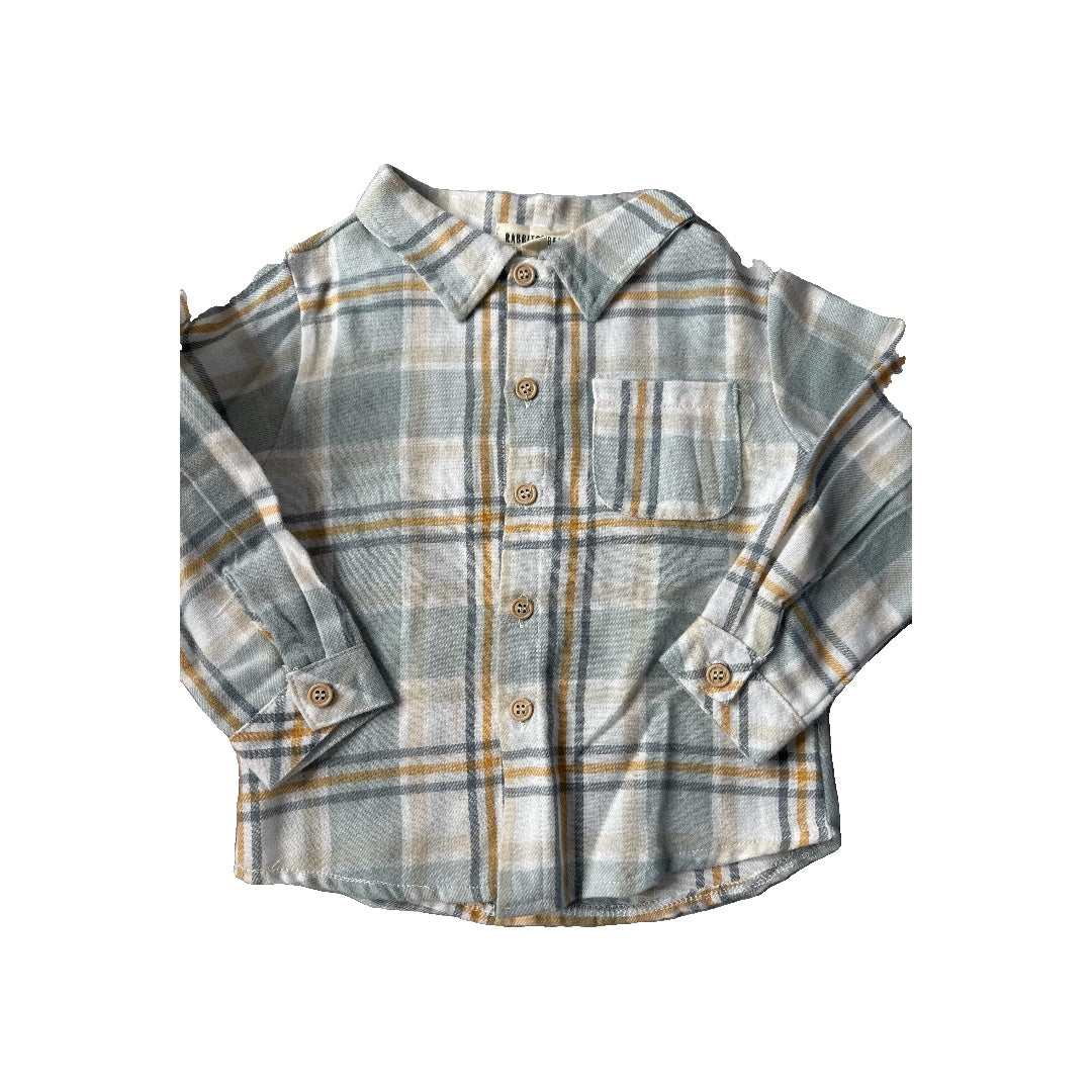 Rabbit Bear Unisex light green | Light Blue | White Button Down Short Sleeve Size: 3T light green | Light Blue | White
