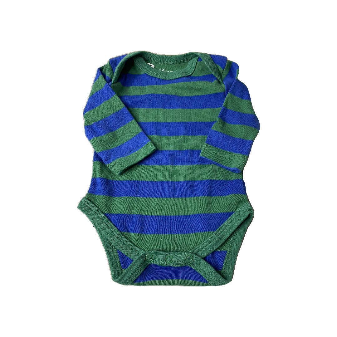 Leveret Unisex light green | Navy Blue | Striped Onesie Size: 0-3 months light green | Navy Blue | Striped