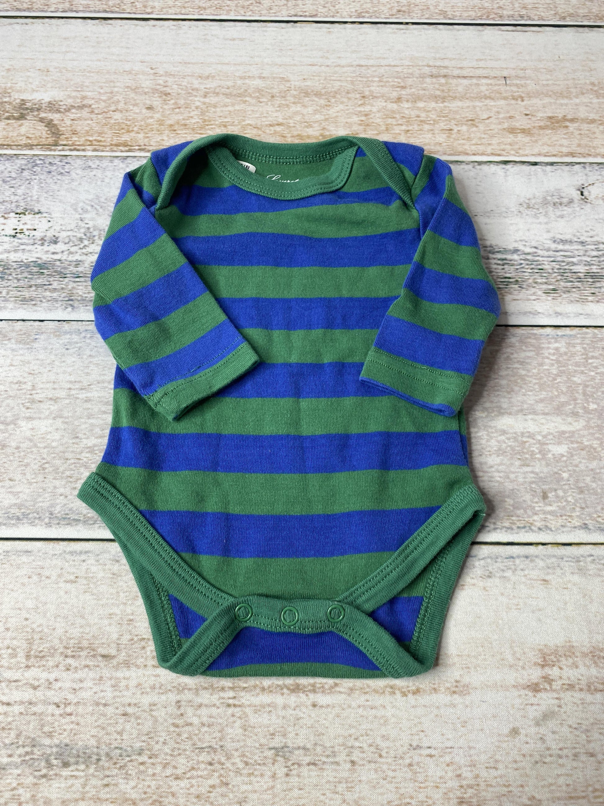 Leveret Unisex light green | Navy Blue | Striped Onesie Size: 0-3 months light green | Navy Blue | Striped