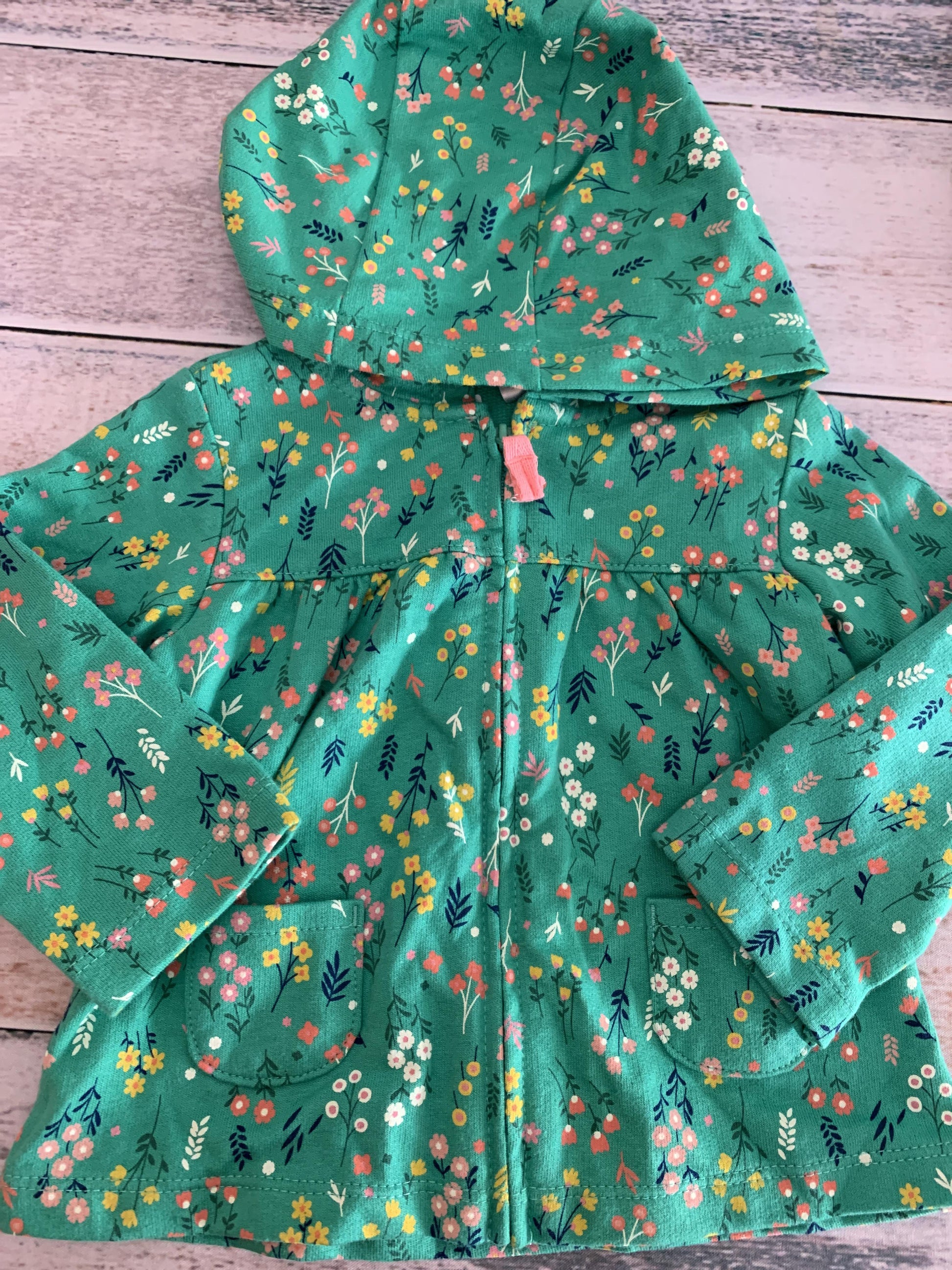 Carters Girls light green | Pink floral Hoodie Size: 12M light green | Pink floral