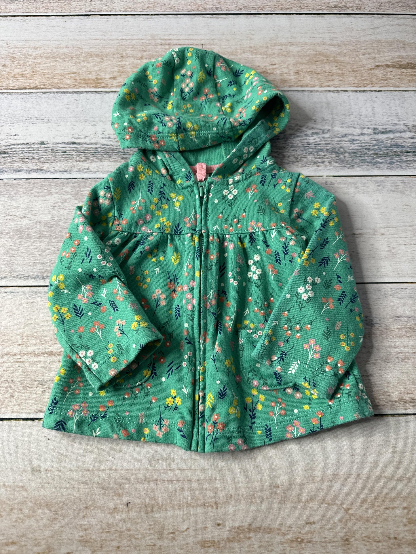 Carters Girls light green | Pink floral Hoodie Size: 9 months light green | Pink floral