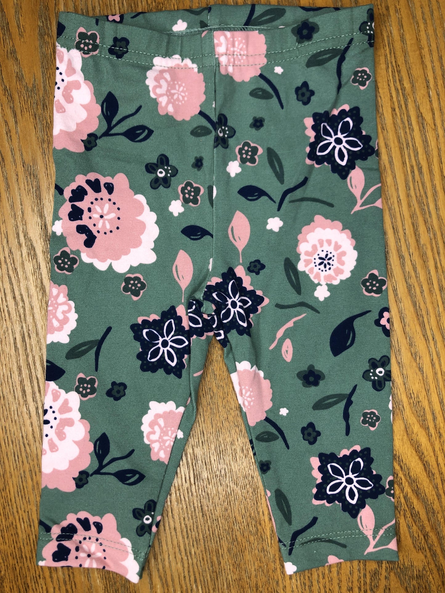 Carters Girls light green | Pink floral Pants Size: 3-6 months light green | Pink floral