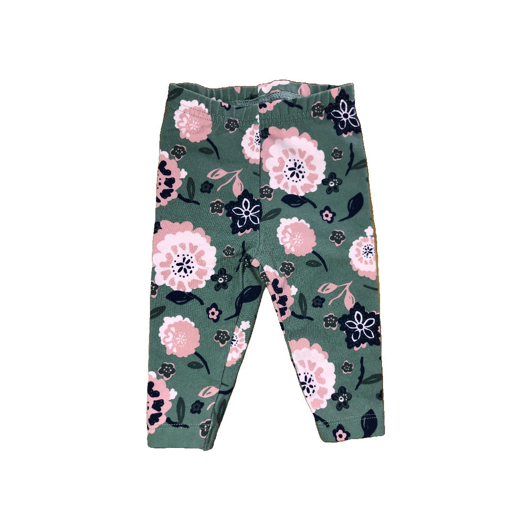 Carters Girls light green | Pink floral Pants Size: 6 months light green | Pink floral