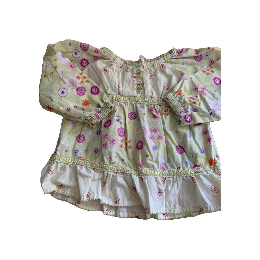 Girls light green | Pink floral Shirt Size: 18 months light green | Pink floral