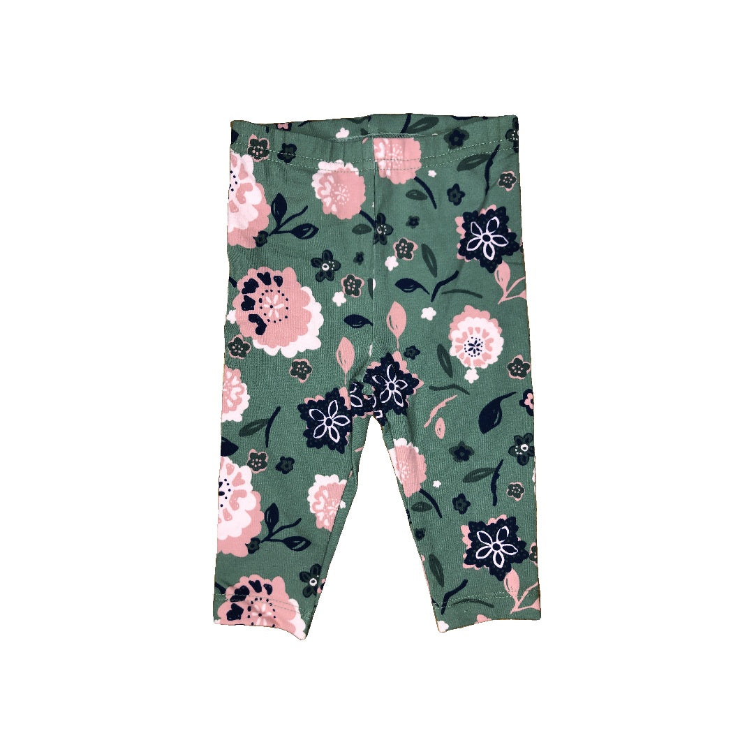 Carters Girls light green | Pink floral Pants Size: 3-6 months light green | Pink floral