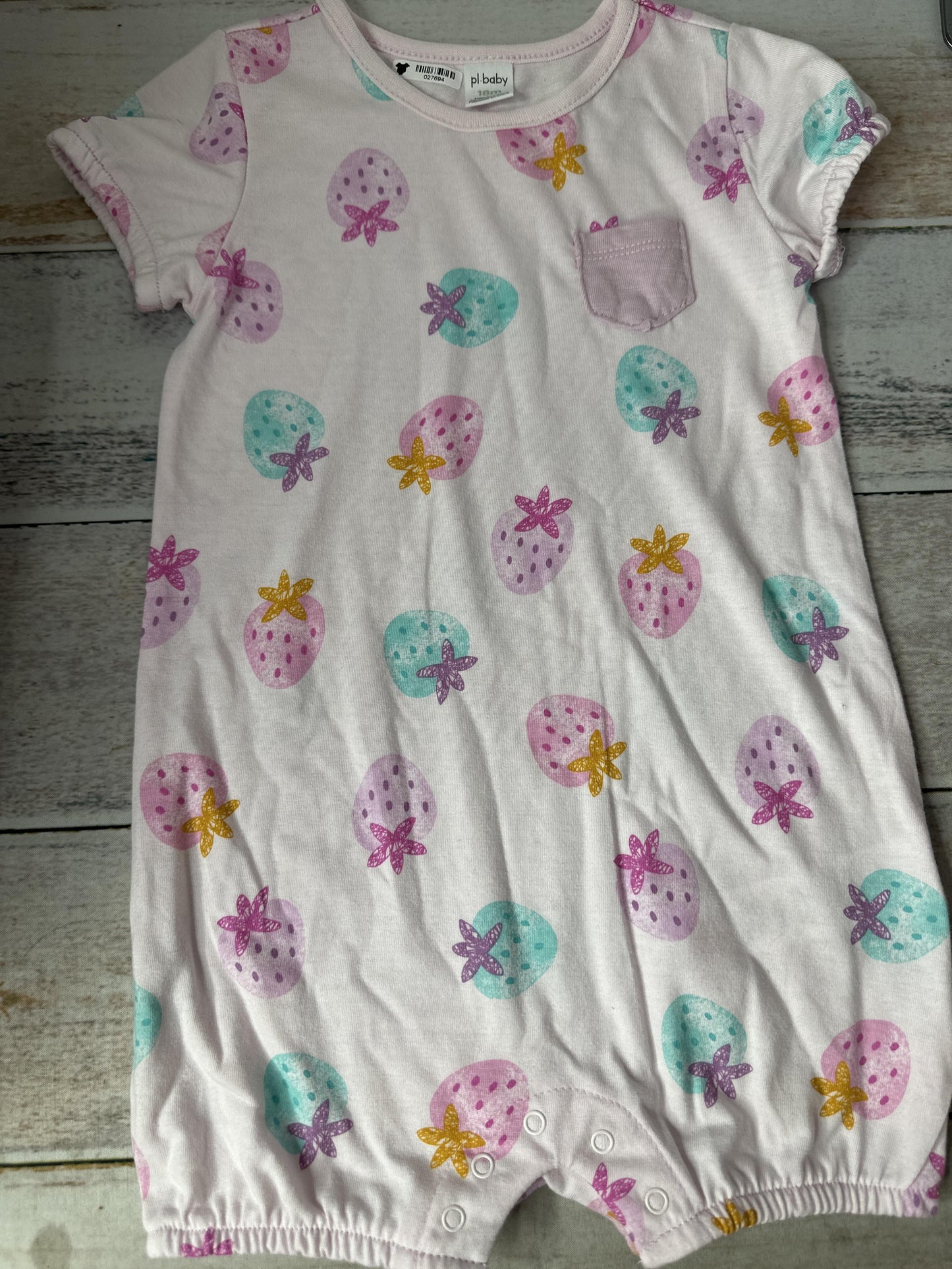 PL Baby Unisex light green | Turquoise | purple Button Down Short Sleeve Size: 18 months light green | Turquoise | purple