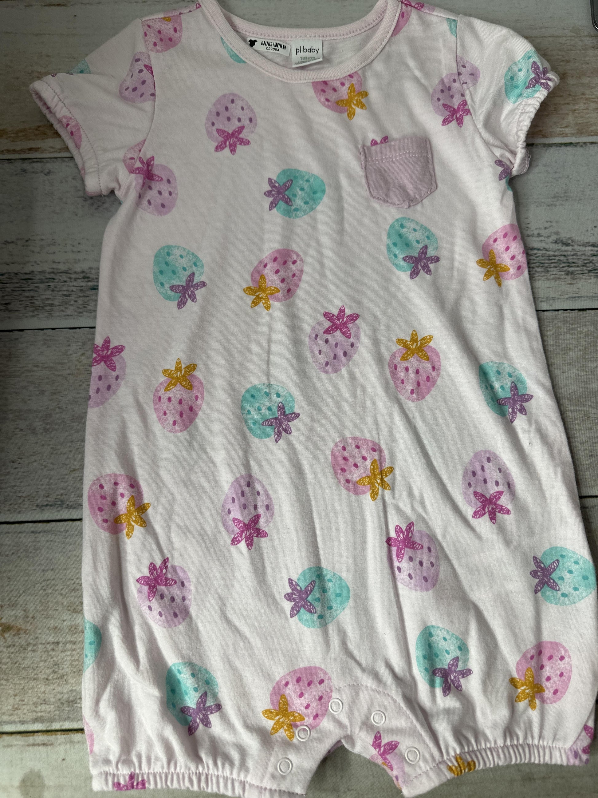PL Baby Unisex light green | Turquoise | purple Button Down Short Sleeve Size: 18 months light green | Turquoise | purple