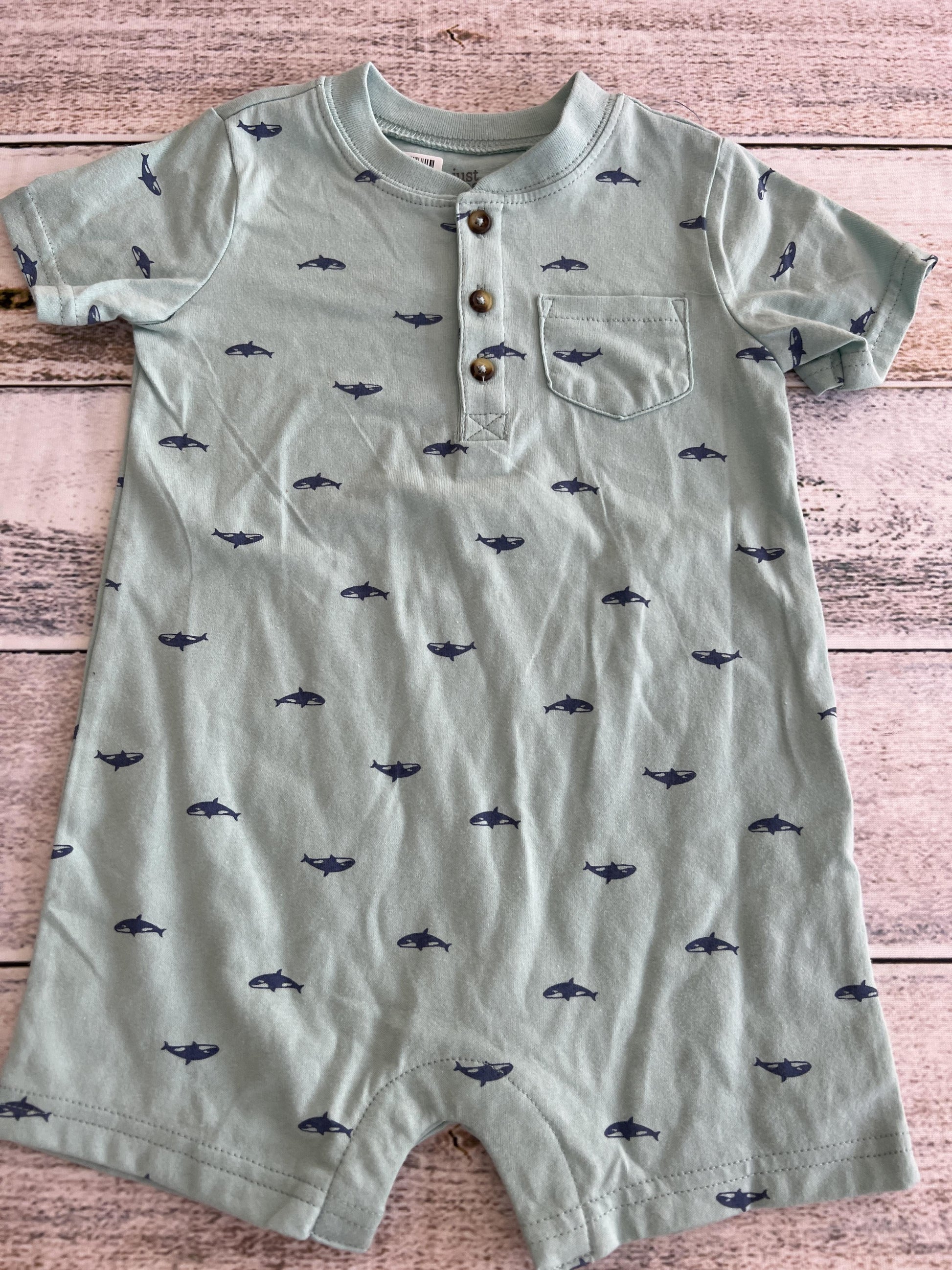 Just Born Boys light green | whales Romper Size: 18 months light green | whales