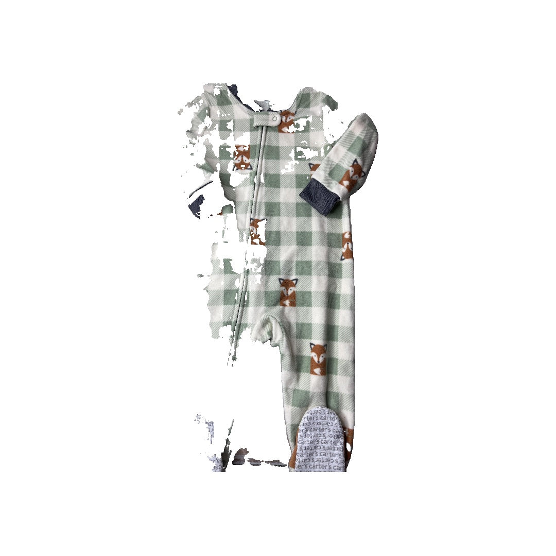 Carters Unisex light green | White | animals Pajamas Size: 18 months light green | White | animals