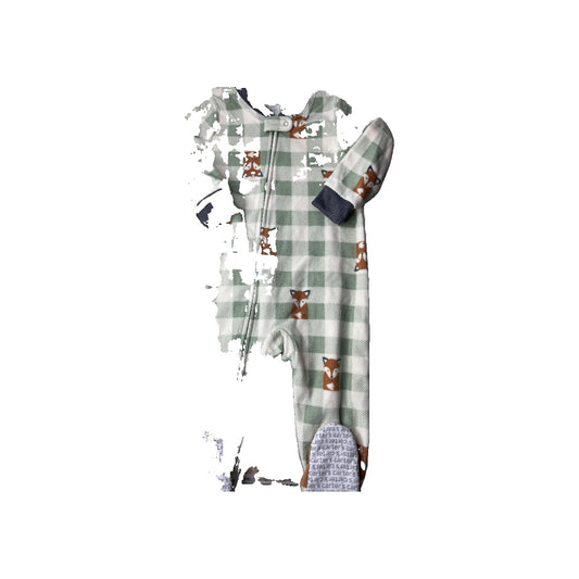 Carters Unisex light green | White | animals Pajamas Size: 18 months light green | White | animals