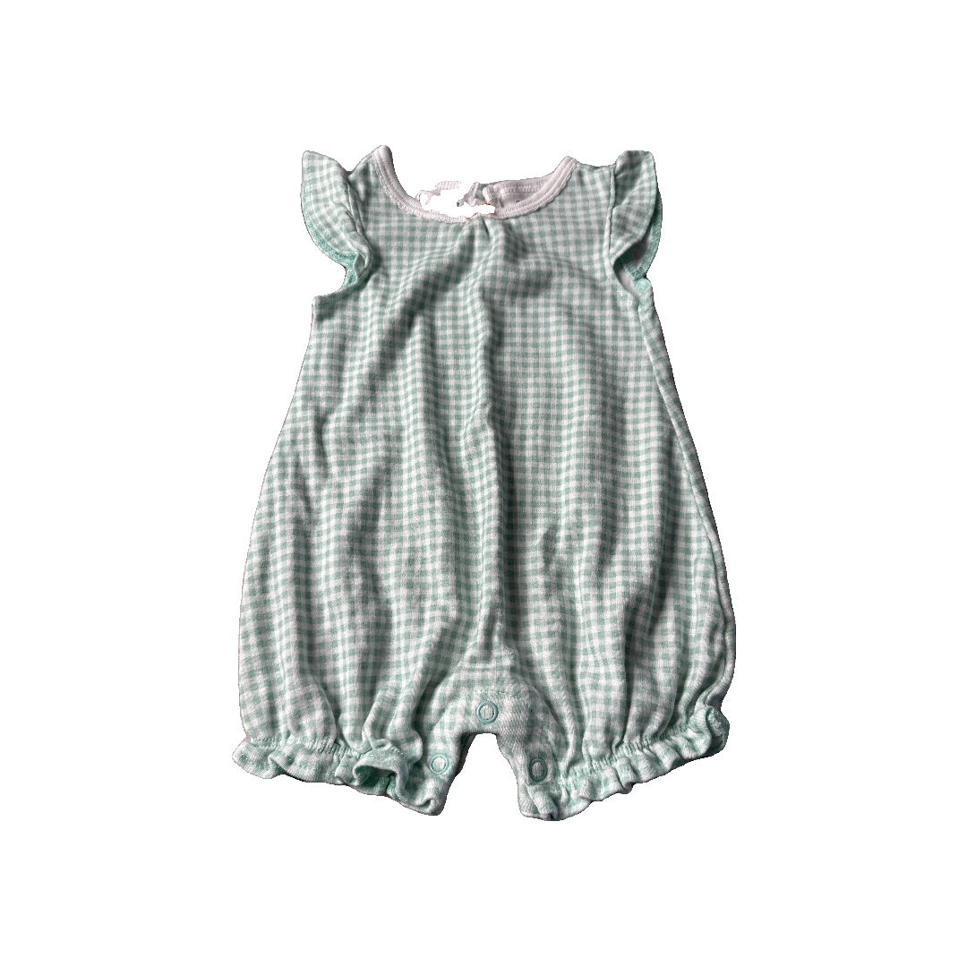 Carters Girls light green | White | plaid Romper Size: 3 months light green | White | plaid