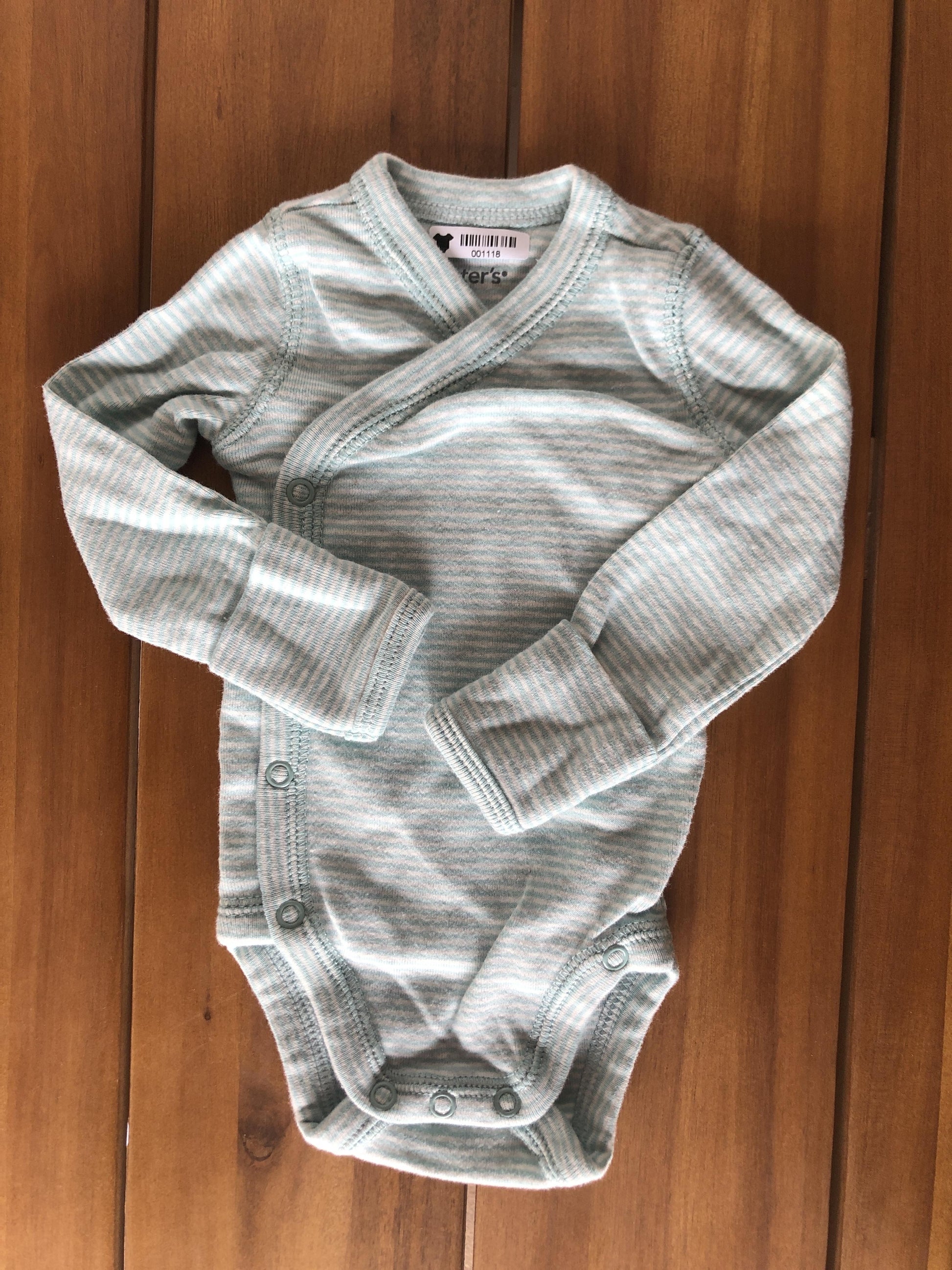 Carters Boys light green | White | Striped Onesie Size: Newborn light green | White | Striped