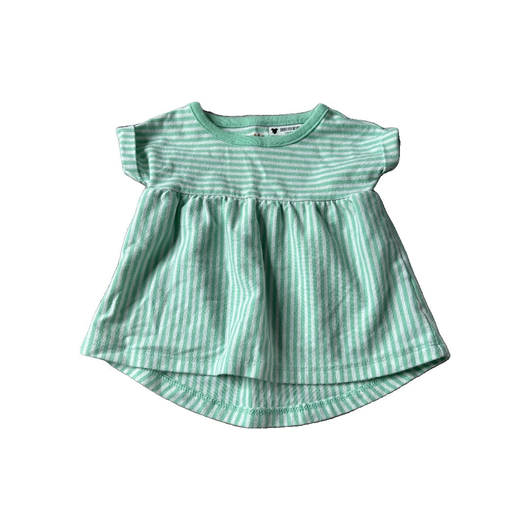 Cat & Jack Girls light green | White | Striped T-Shirt Size: Newborn light green | White | Striped