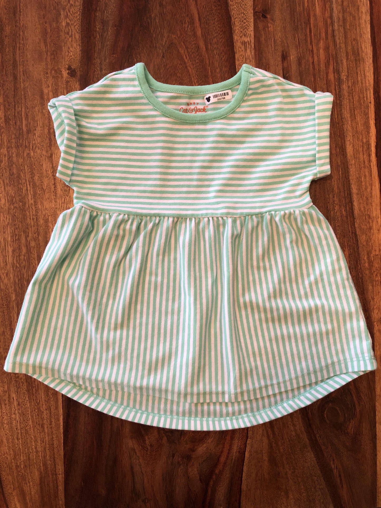 Cat & Jack Girls light green | White | Striped T-Shirt Size: 18 months light green | White | Striped