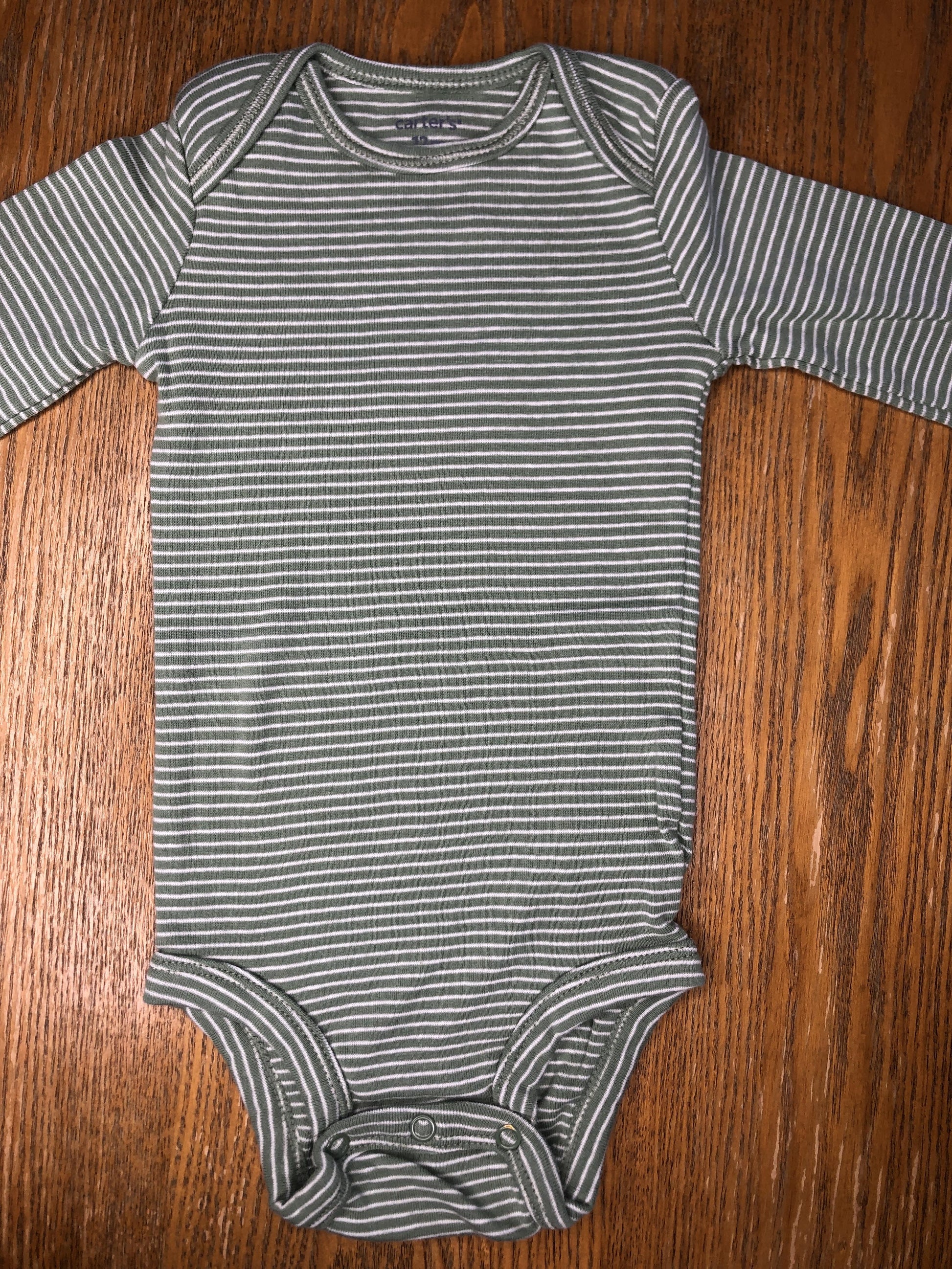 Carters Unisex light green | White | Striped Onesie Size: 12 months light green | White | Striped
