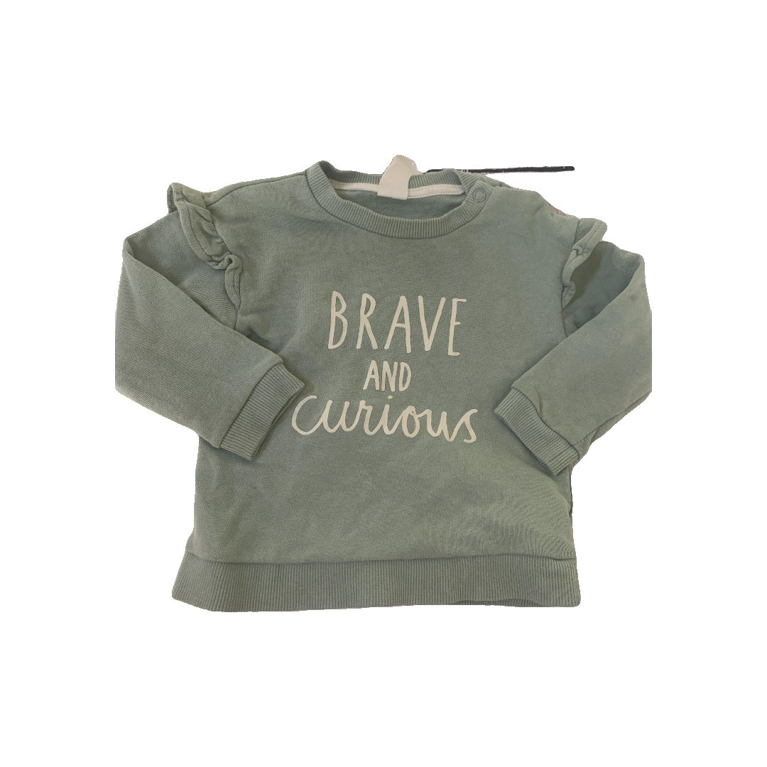 H&M Girls light green | White Sweater Size: 6-12 months light green | White