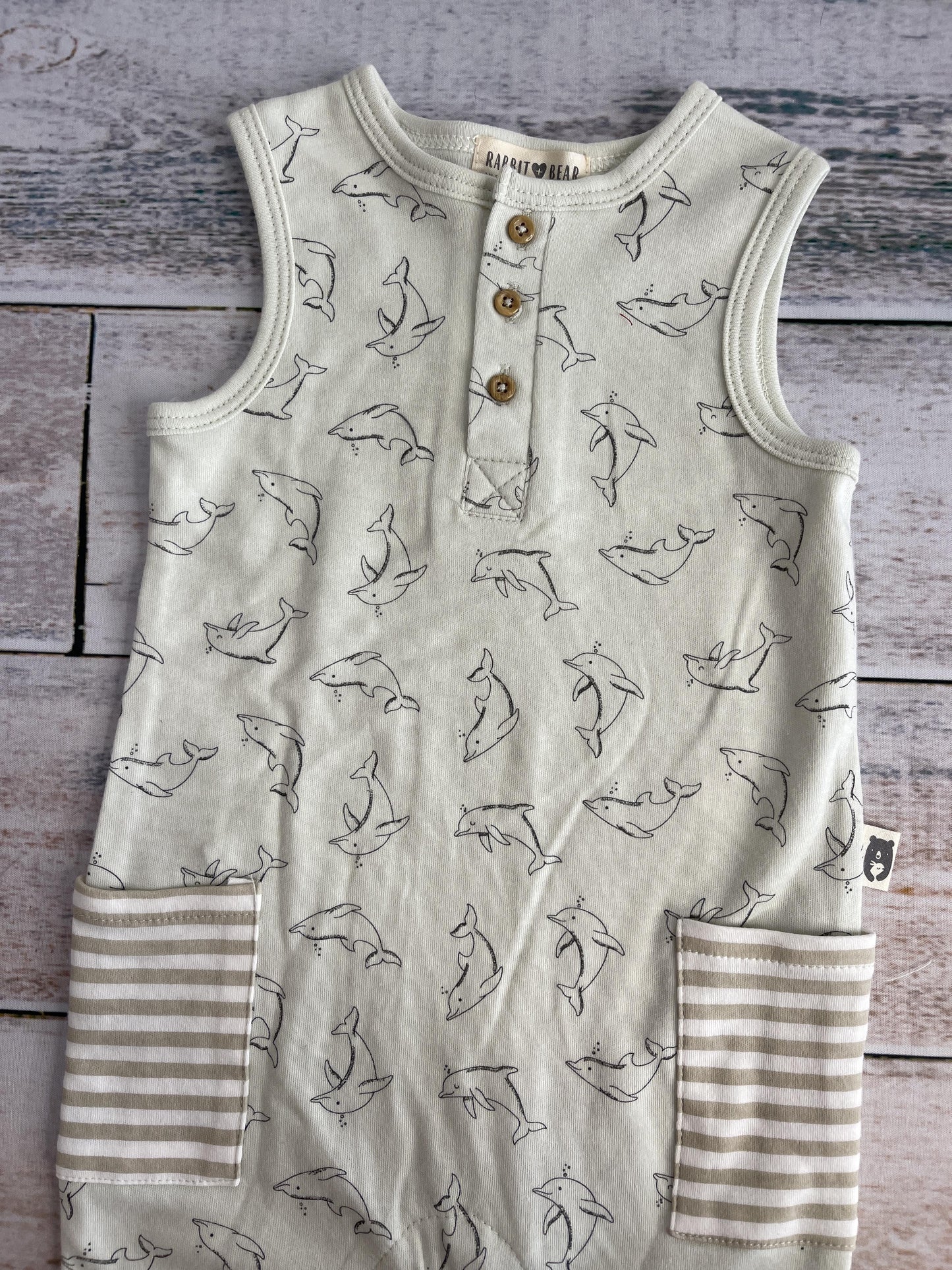 Rabbit Bear Boys light green Romper Size: 6-9 months light green