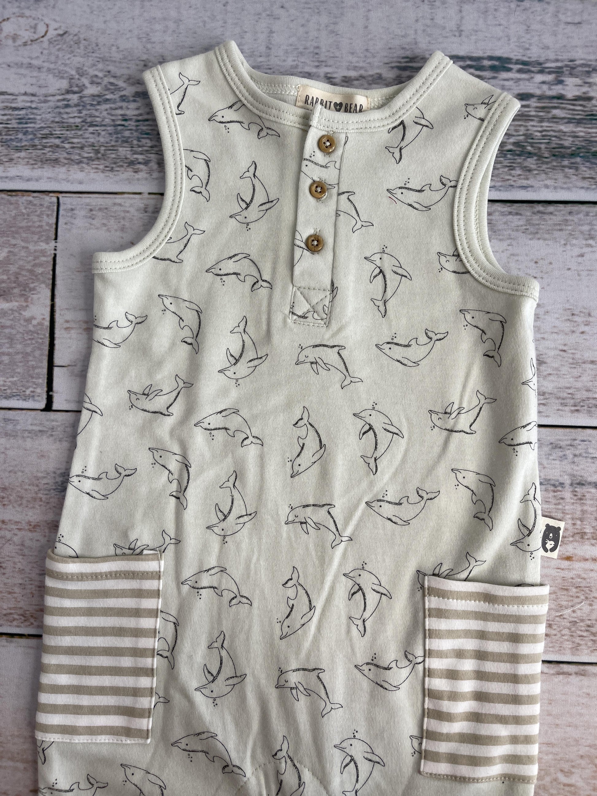 Rabbit Bear Boys light green Romper Size: 6-9 months light green