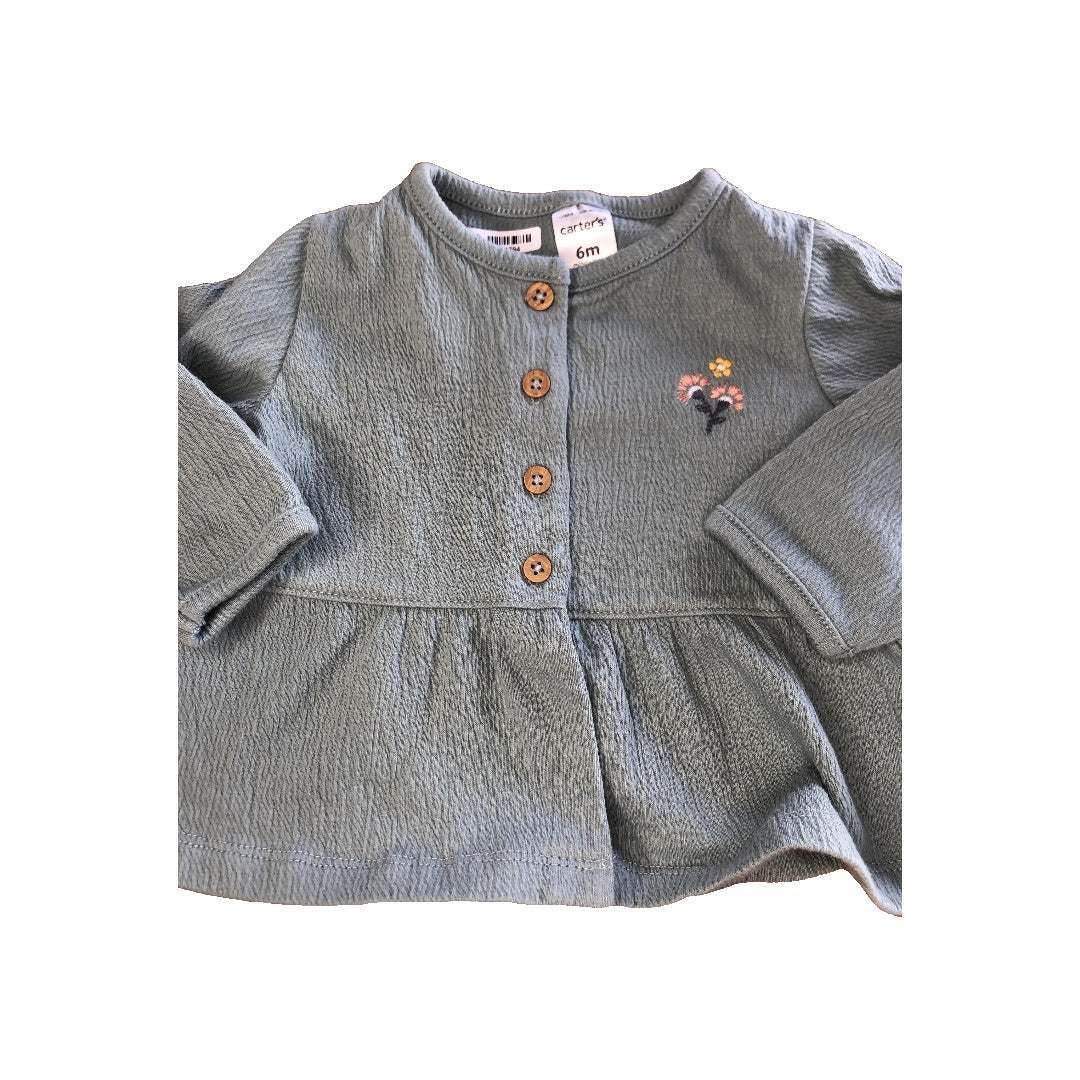Carters Girls light green Long Sleeve T-Shirt Size: 6 months light green