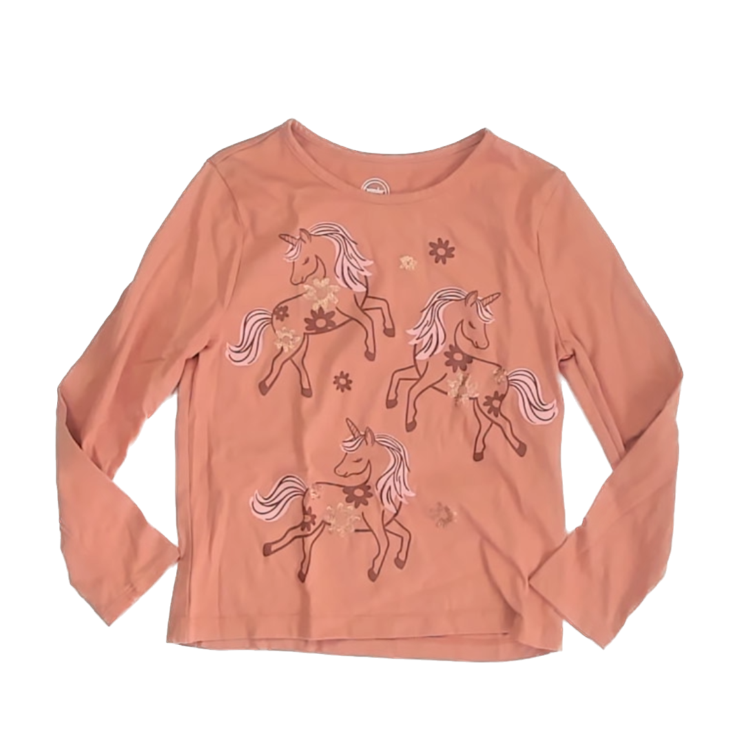 Wonder Nation Girls Light Orange Long Sleeve T-Shirt Size: 6 Years Light Orange