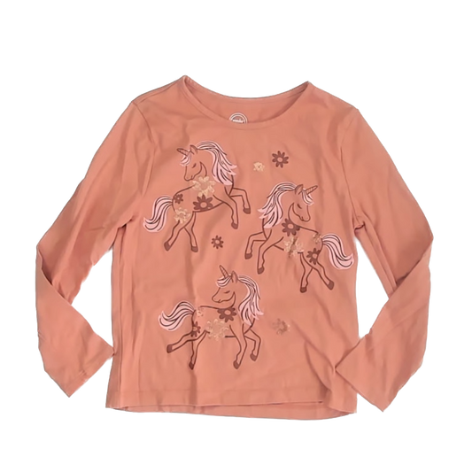 Wonder Nation Girls Light Orange Long Sleeve T-Shirt Size: 6 Years Light Orange